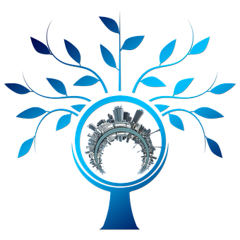 Abstract Treewith Gears Graphic PNG with transparent background