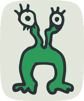 Abstract Two Headed Alien Illustration PNG with transparent background