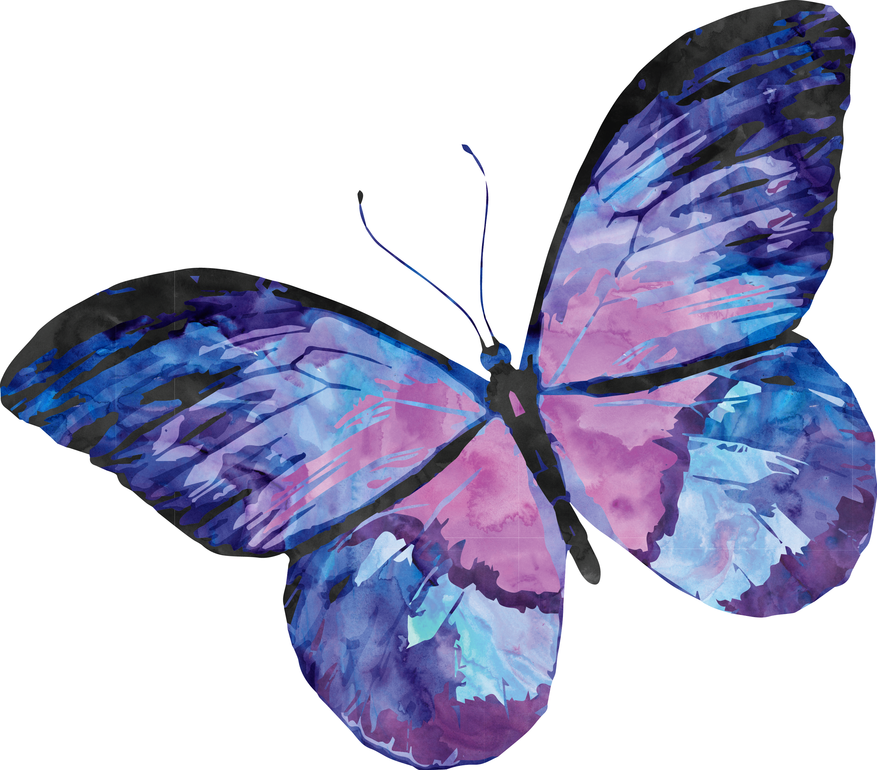 Abstract Watercolor Purple Butterfly PNG with transparent background