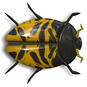 Abstract Yellow Black Ladybug Design PNG with transparent background