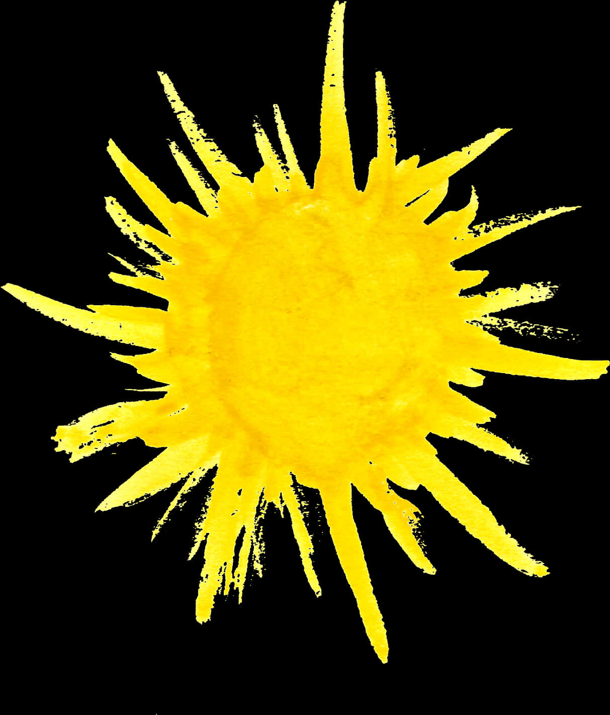 Abstract Yellow Sun Painting Transparent Background