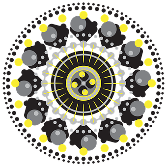 Abstract Yin Yang Mandala Art PNG with transparent background