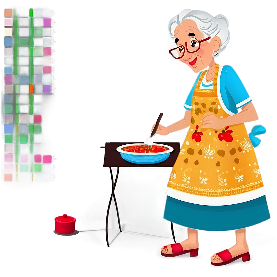 Abuela Cooking Illustration Png Ktg