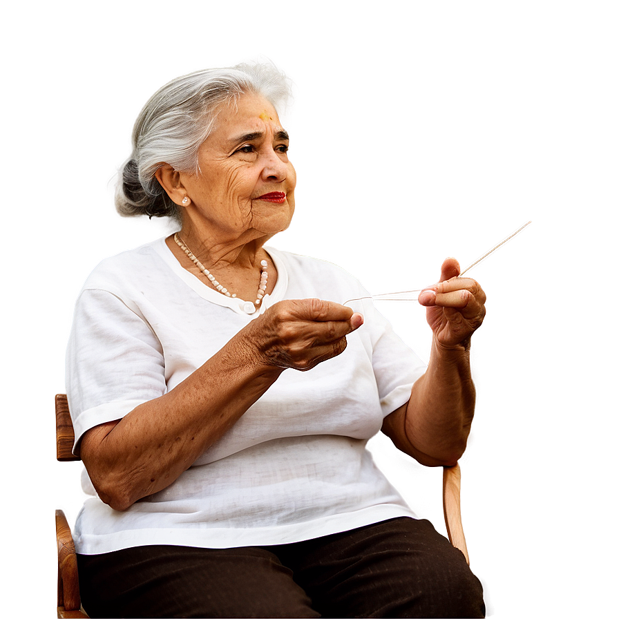 Abuela Knitting Clipart Png 06292024