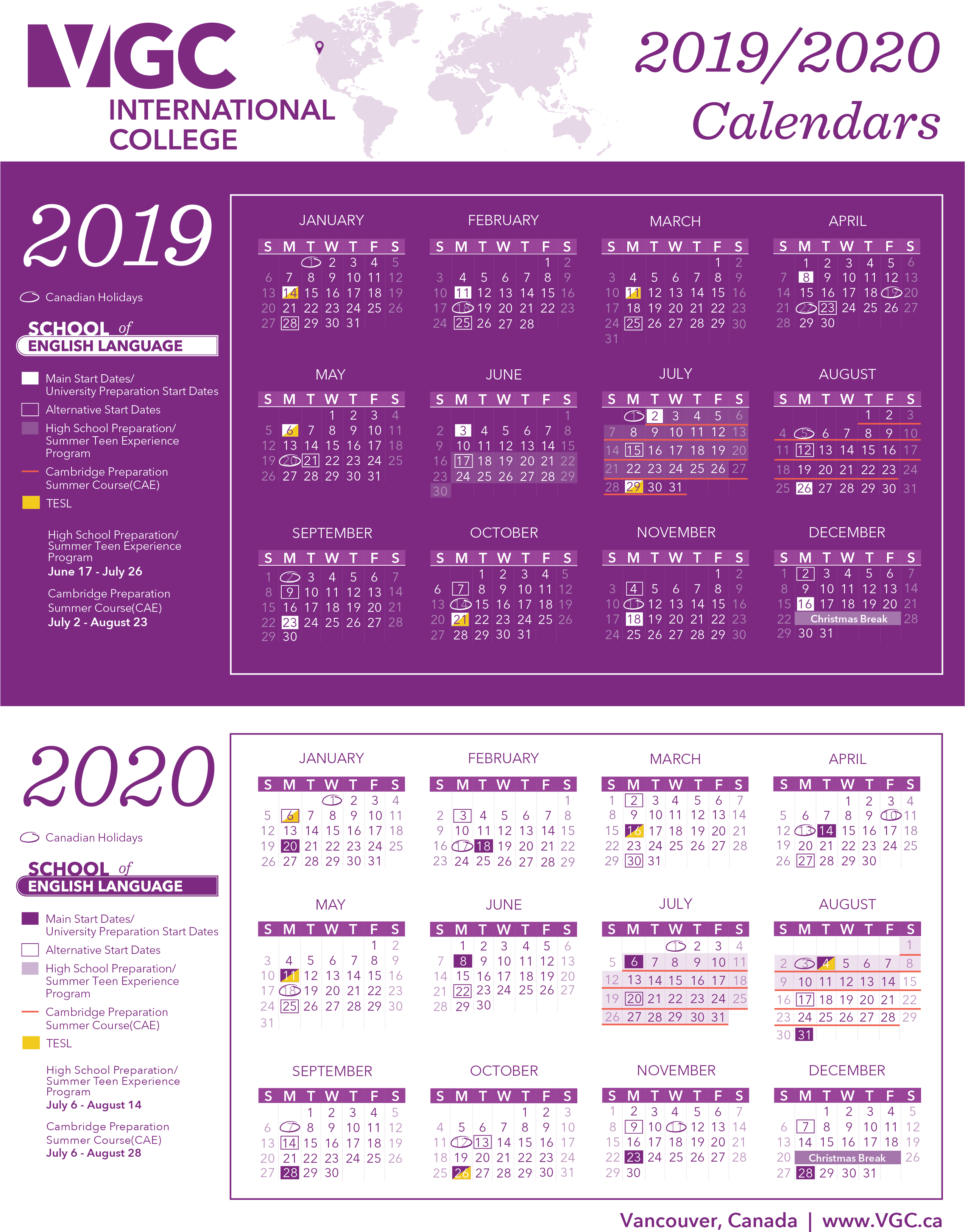 Academic Calendar V G C International College20192020 PNG with transparent background
