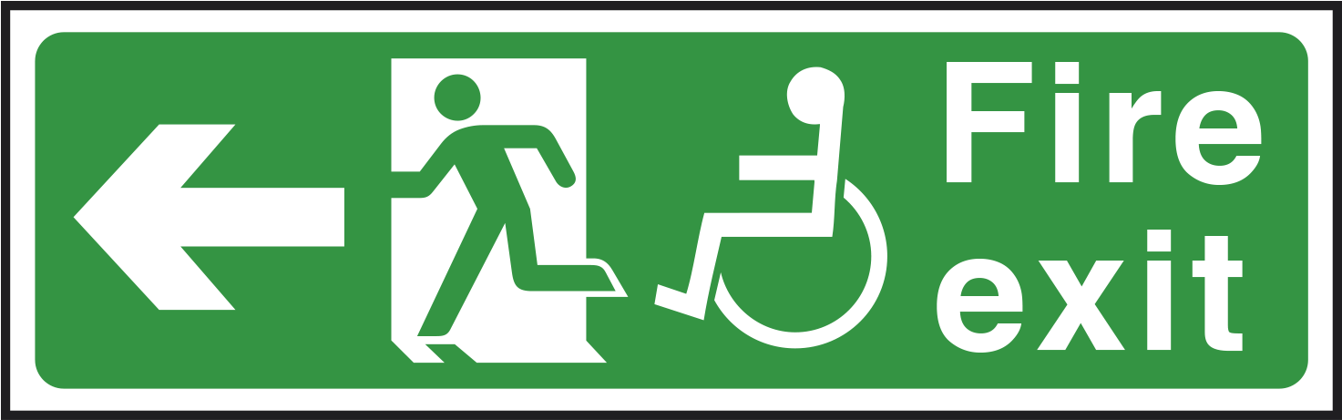Disability Fire Exit Sign'Title='arrow Left - Fire Exit Signs, HD Png Download PNG with transparent background