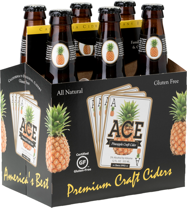 Ace Pineapple Craft Cider Packaging PNG with transparent background