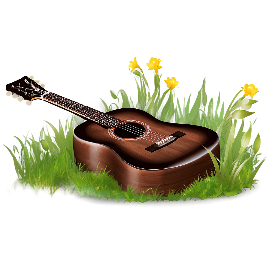 Acoustic Guitar In Grass Png 06122024