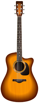 Acoustic Guitar Sunburst Finish PNG with transparent background