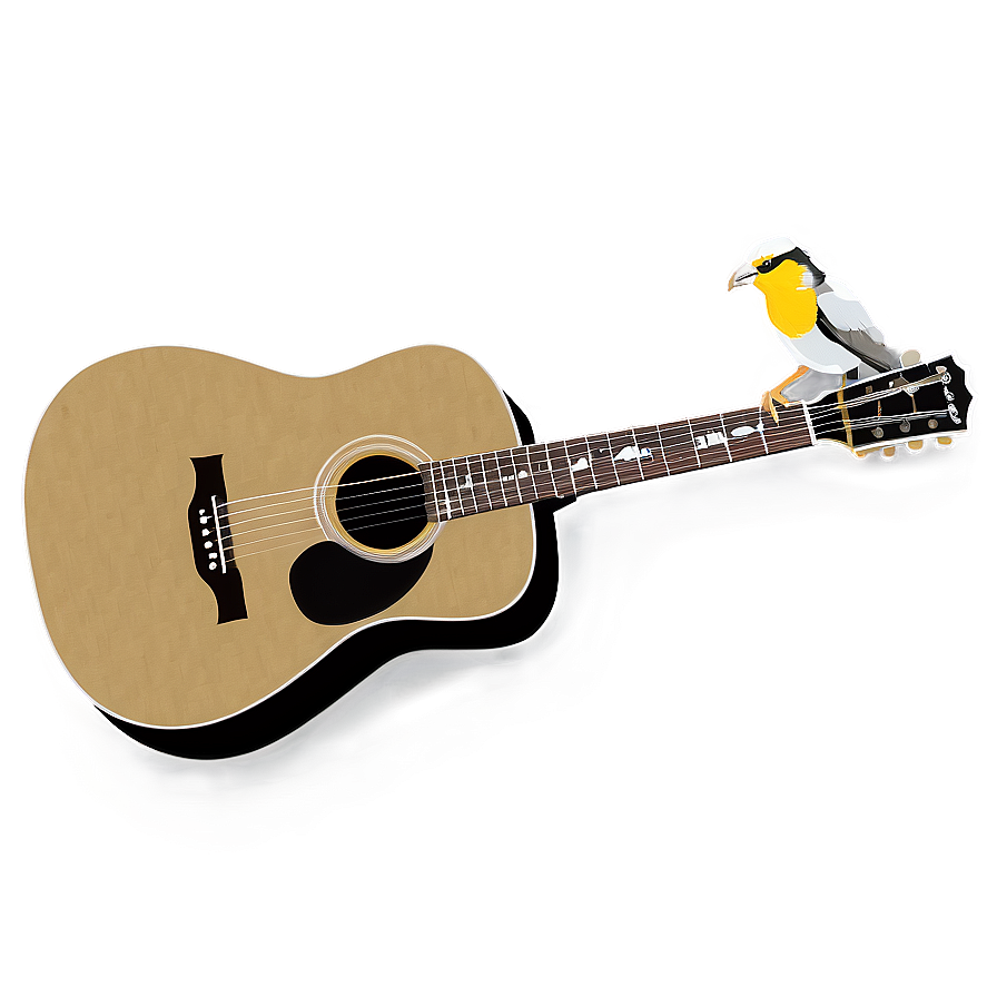 Acoustic Guitar With Bird Png 19