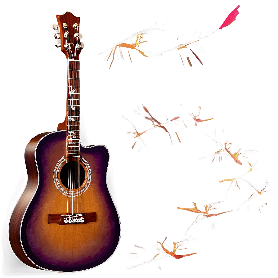 Acoustic Guitar With Bird Png 25