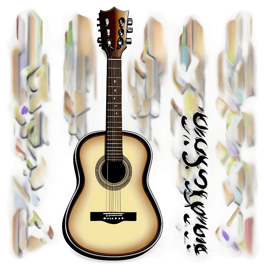 Acoustic Guitar With Cat Png 06122024