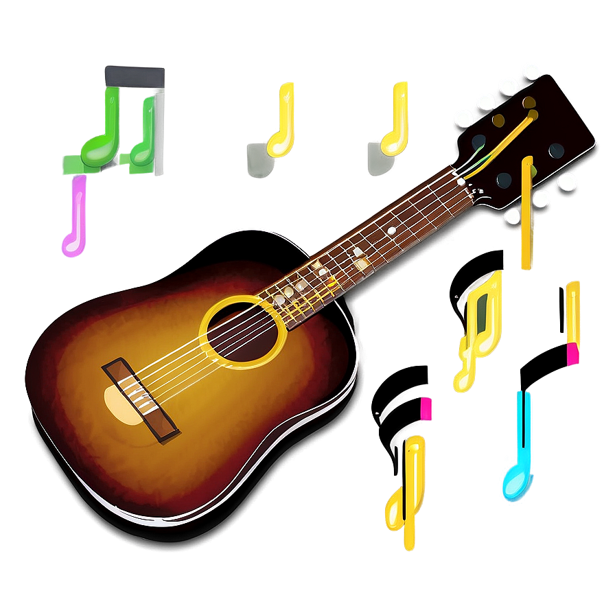 Acoustic Guitar With Music Notes Png 55