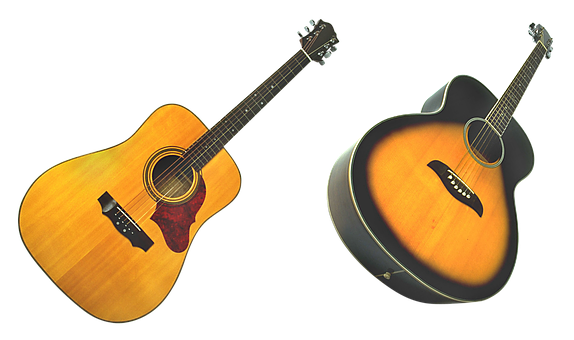Acoustic Guitars Dual View PNG with transparent background