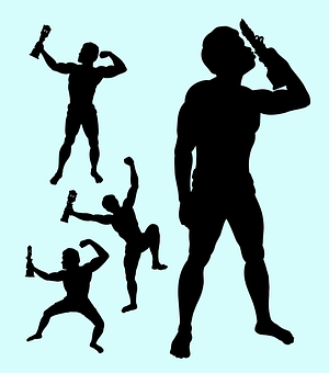 Action Hero Silhouettes PNG with transparent background