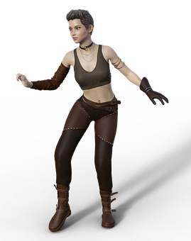 Action Pose Female Character3 D Render