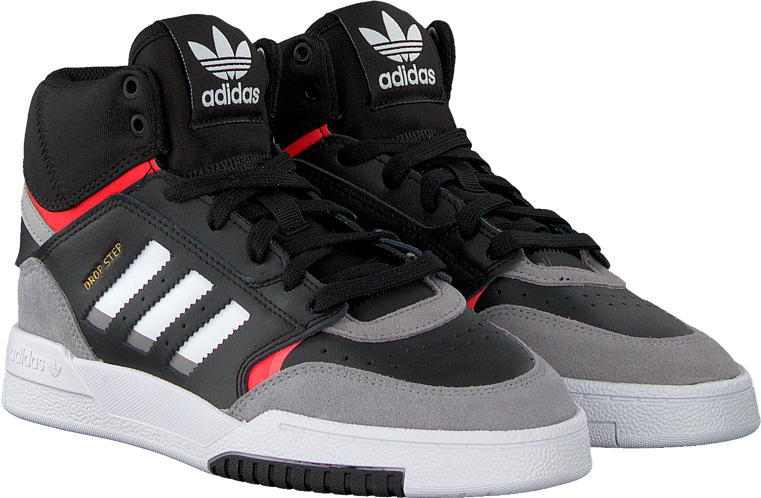 Adidas High Top Sneakers Black Red Accents