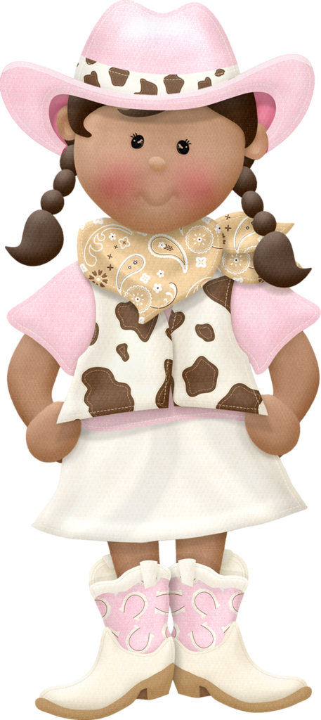Adorable Cartoon Cowgirl Doll PNG with transparent background