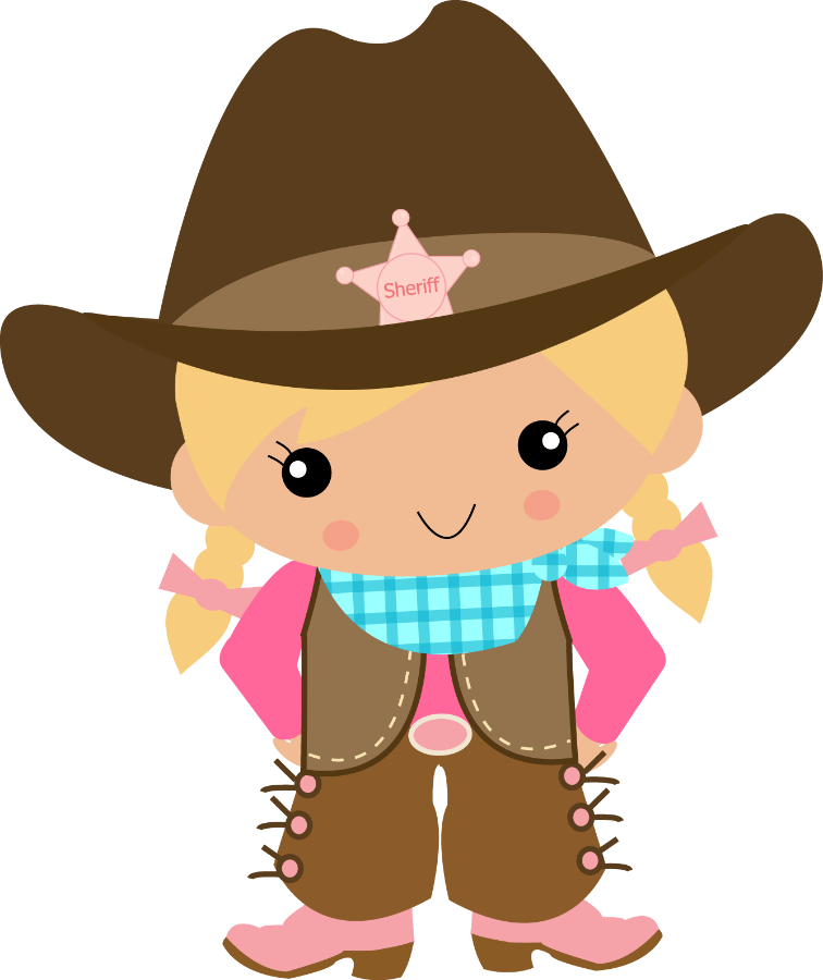 Adorable Cartoon Cowgirl Sheriff PNG with transparent background