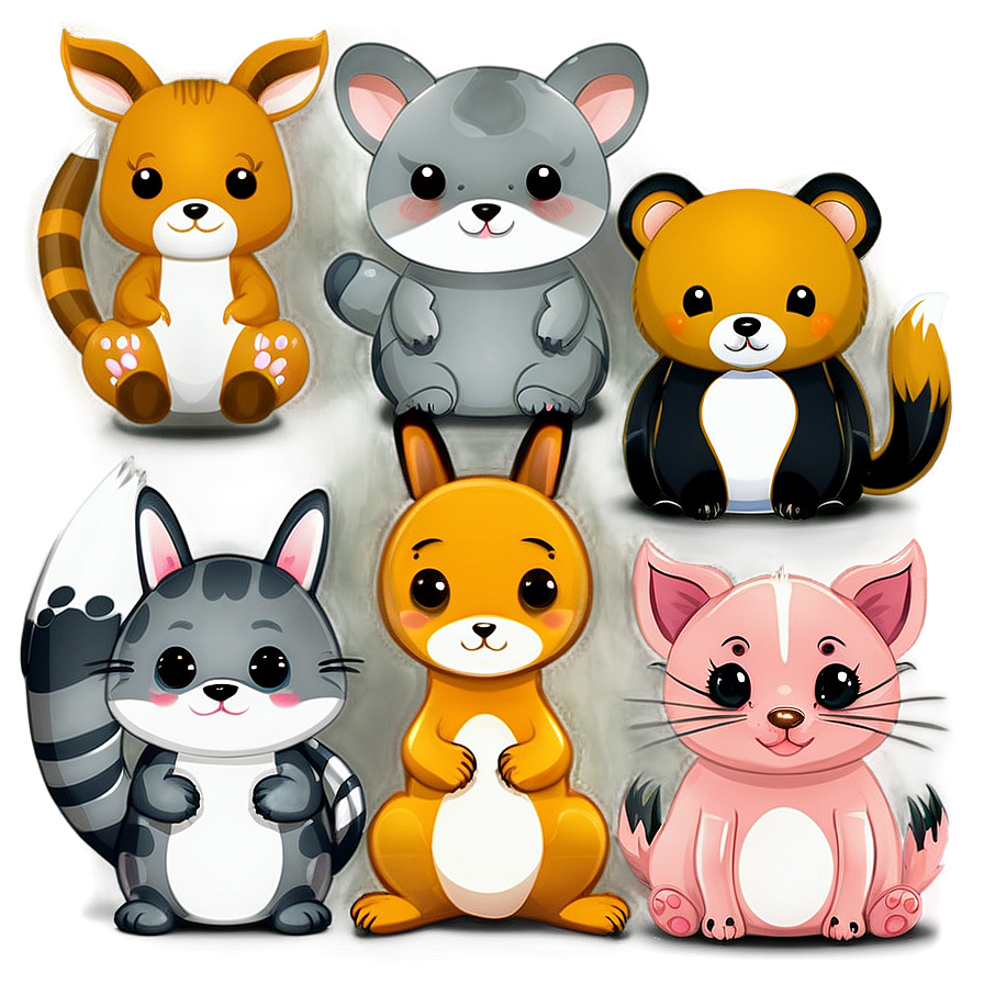 Adorable Kawaii Animals PNG njw51 PNG with transparent background
