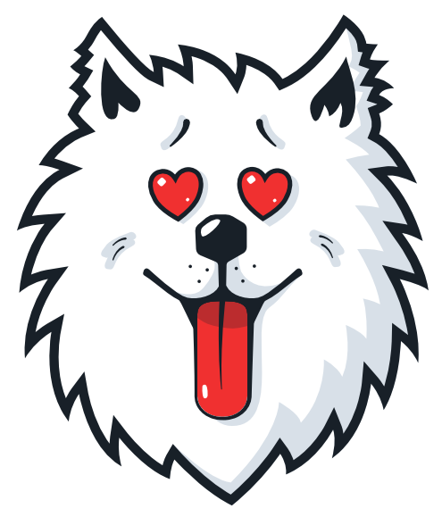 Adorable Samoyed With Heart Eyes Emoji