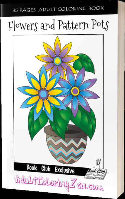 Adult Coloring Book Flowers Pattern Pots