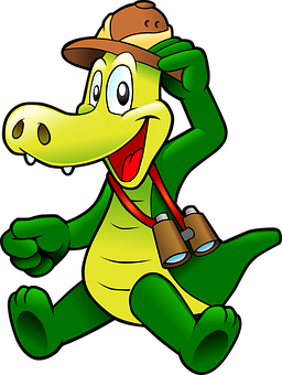 Adventurous Alligator Cartoon Character PNG with transparent background
