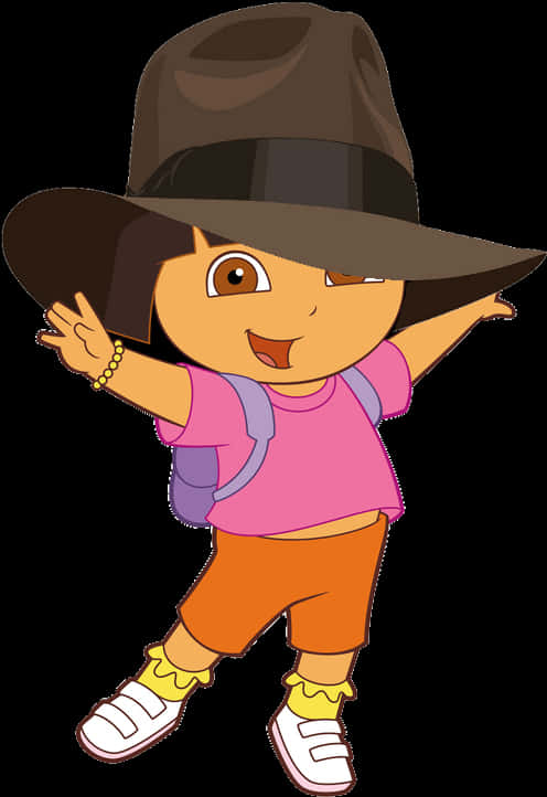 Adventurous Cartoon Girl Explorer