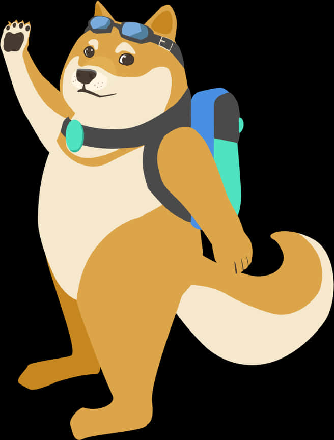Adventurous Doge Cartoon PNG with transparent background