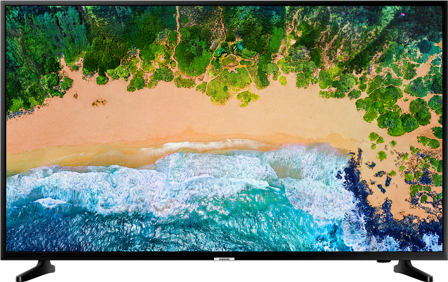 Aerial Beach Viewon L E D T V PNG with transparent background