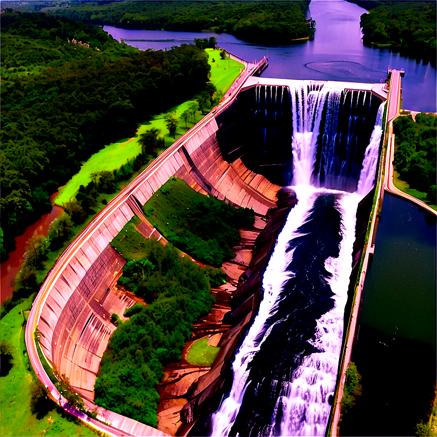 Aerial Shot Of Large Dam Png 49