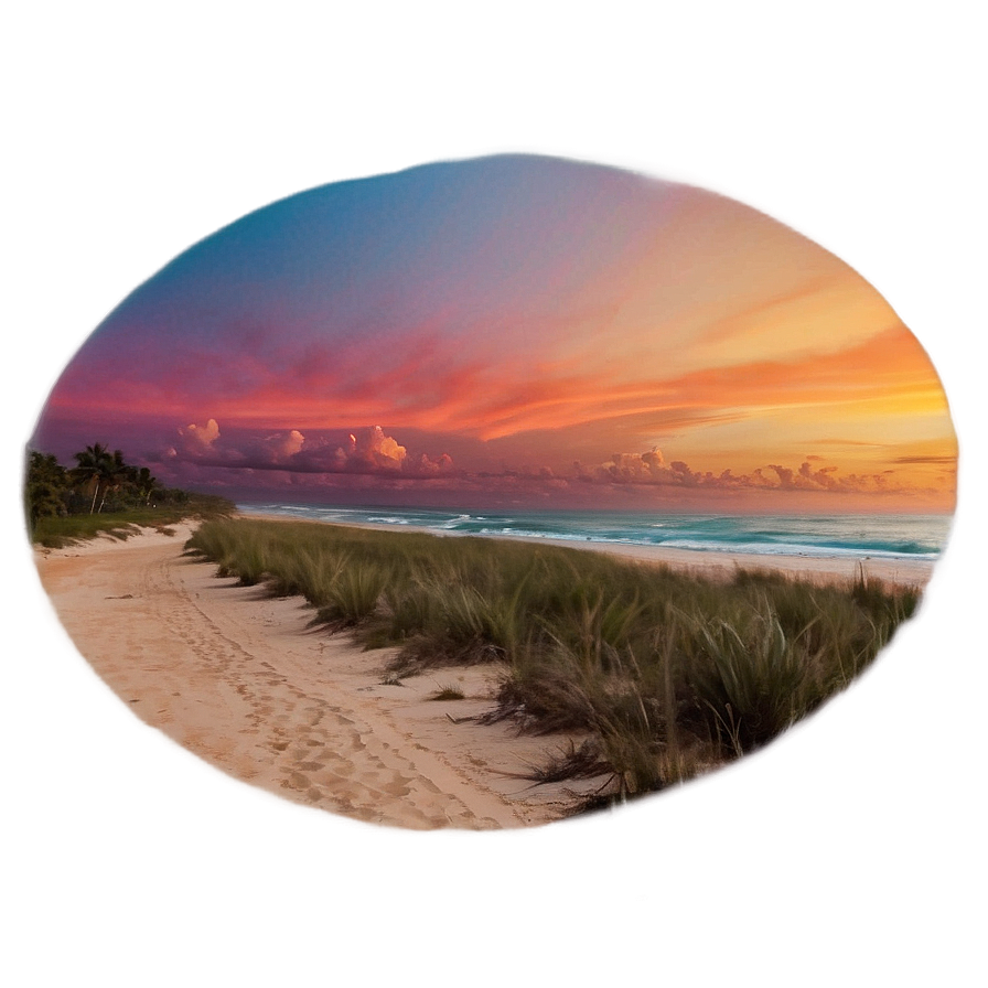 Aesthetic Beach Sunset PNG emb PNG with transparent background