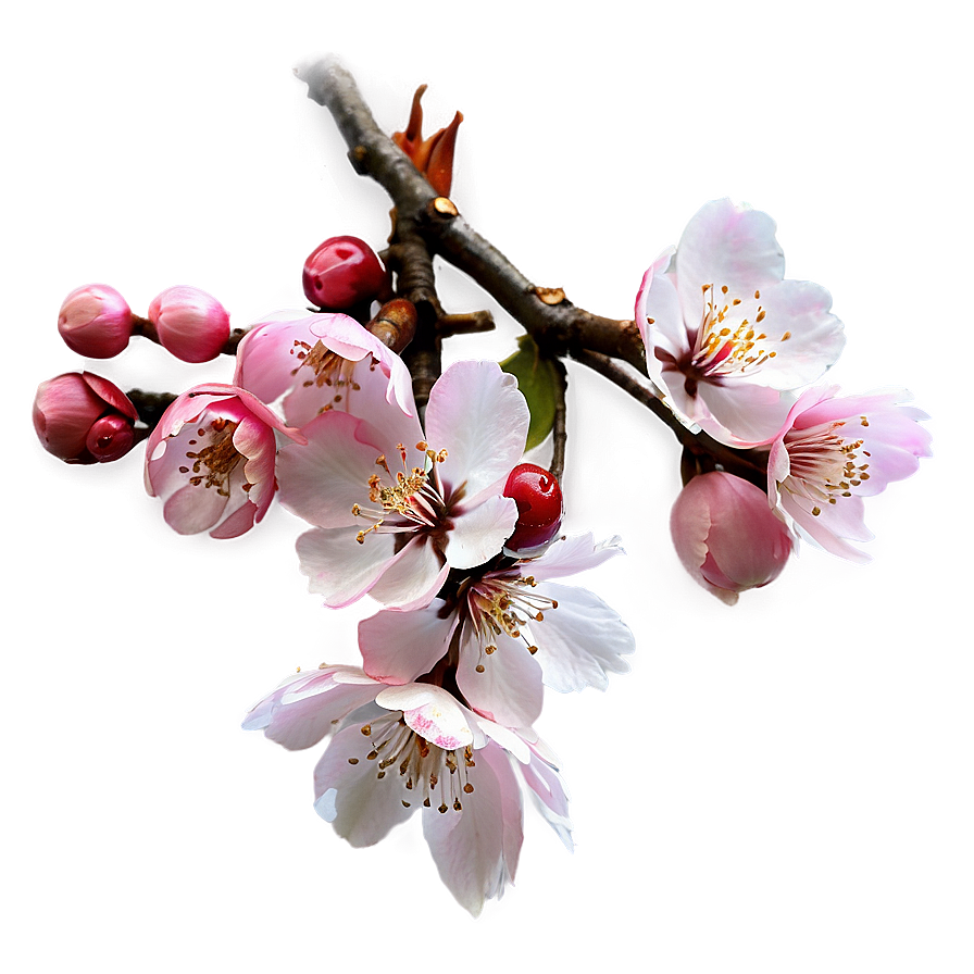 Aesthetic Cherry Blossom Branch PNG yvj15 PNG with transparent background