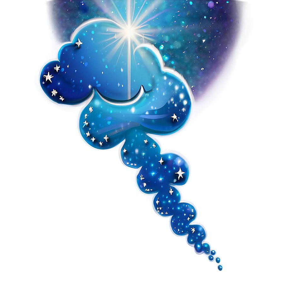 Aesthetic Cloud With Glitter Stars Png 06252024