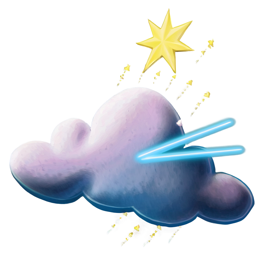 Aesthetic Cloud With Shooting Stars Png Ruq64