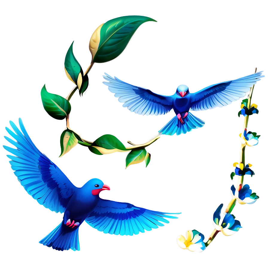 Aesthetic Flowers And Birds Png 99