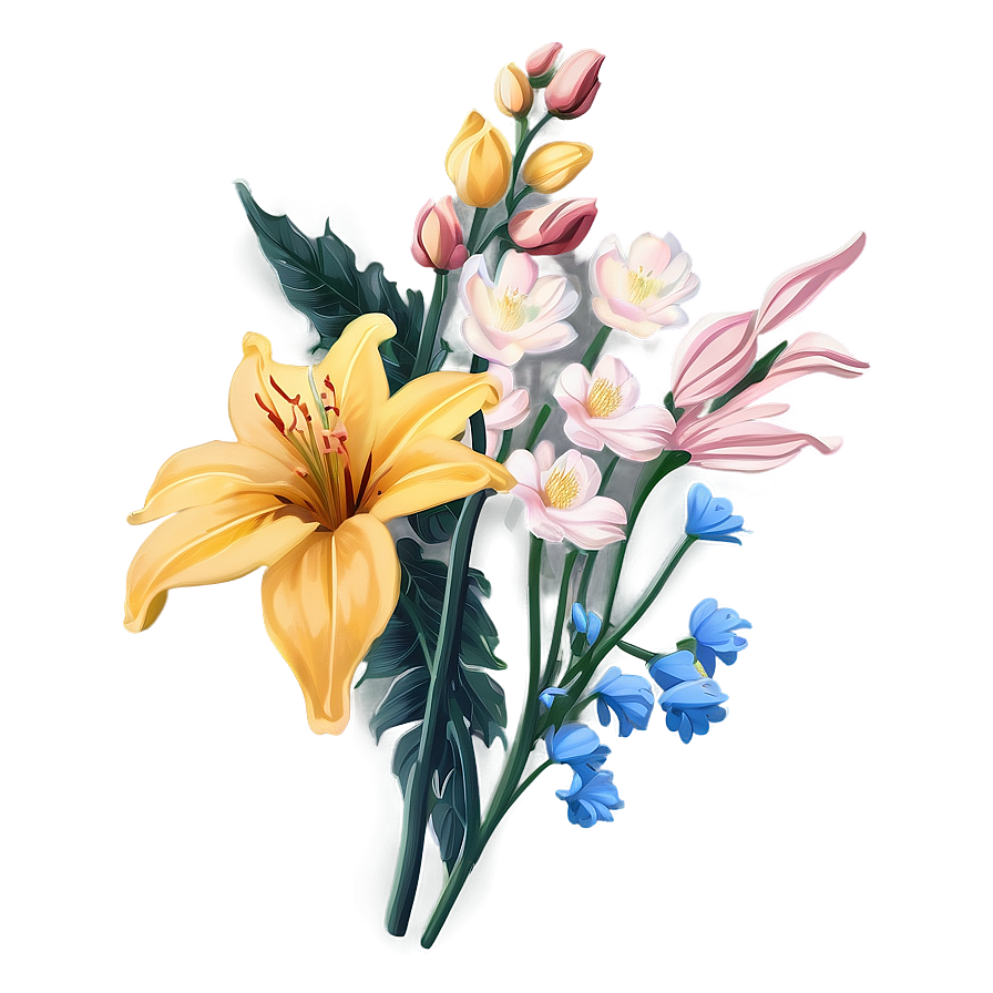 Aesthetic Flowers Illustration Png Sax62