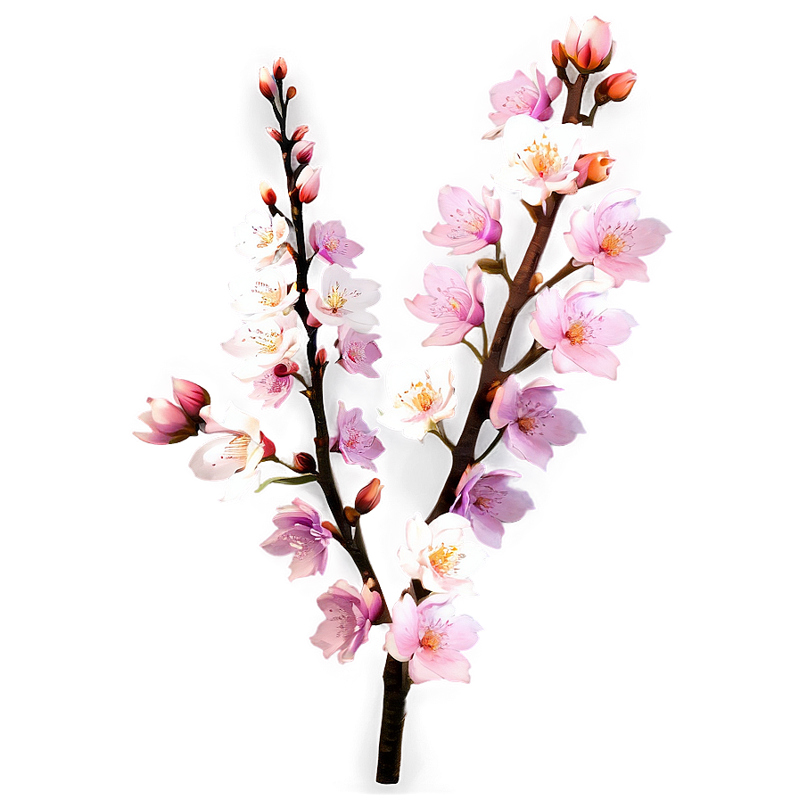 Aesthetic Flowers On Branch Png Crw