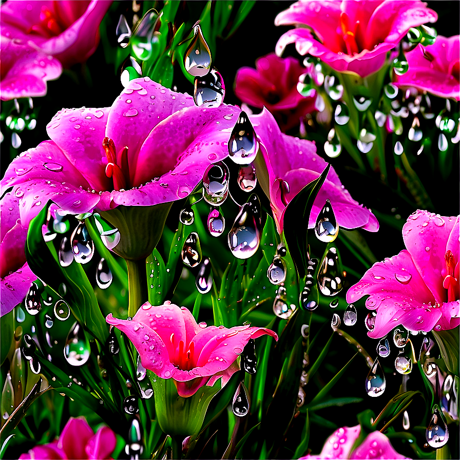 Aesthetic Flowers With Dew Drops Png 06282024