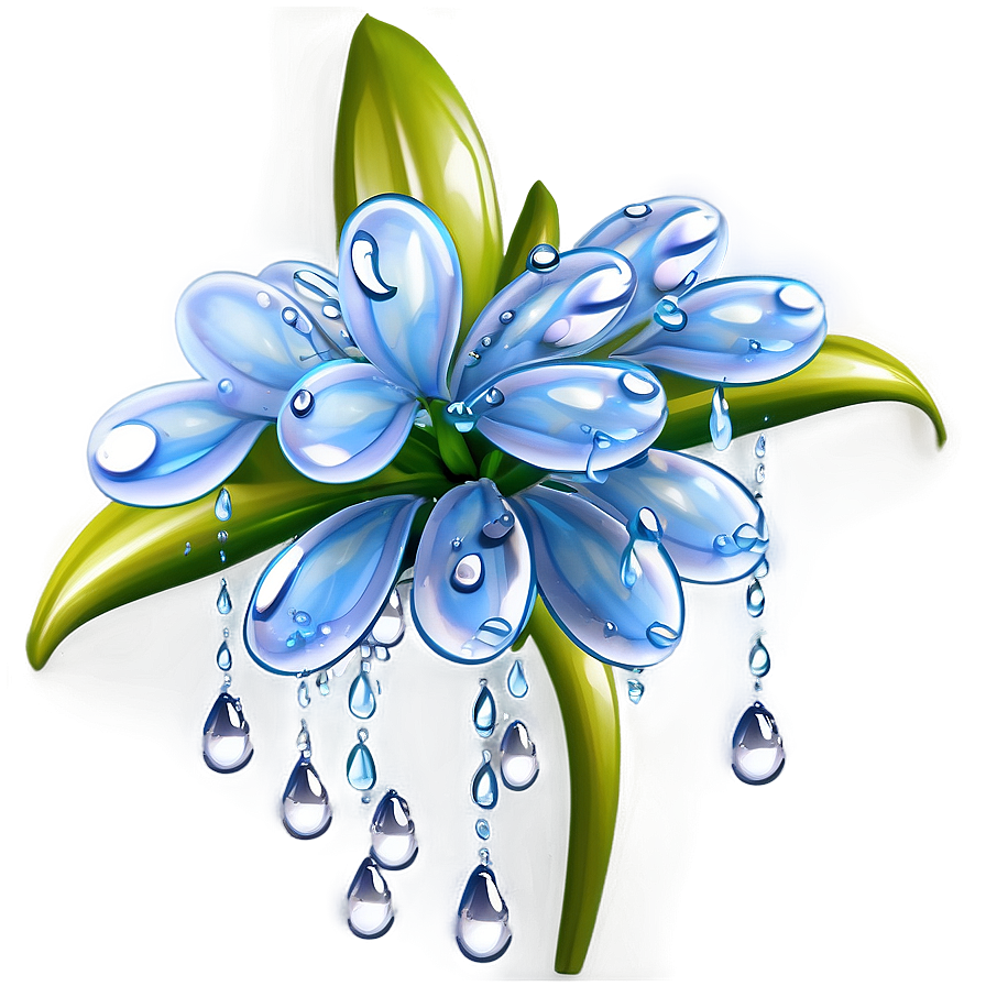 Aesthetic Flowers With Dew Drops Png Dll