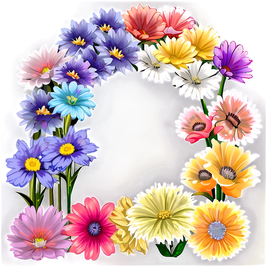 Aesthetic Flowers With Rainbow Png 06282024