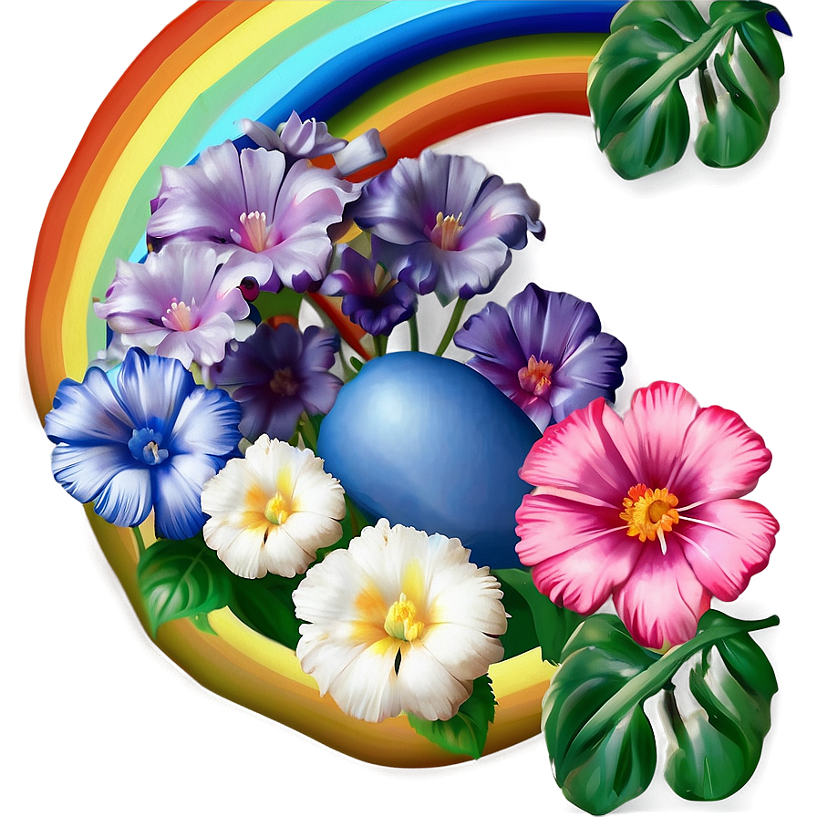 Aesthetic Flowers With Rainbow Png Cur