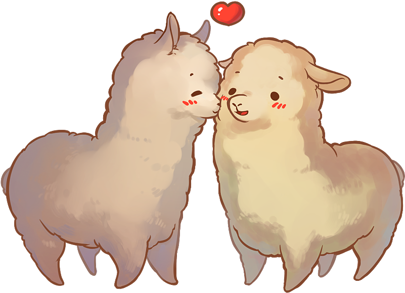 Affectionate Alpacas Love Illustration