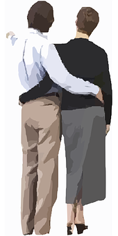 Affectionate Couple Walking Together PNG with transparent background
