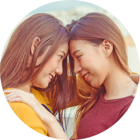 Affectionate Lesbian Couple Moment PNG with transparent background