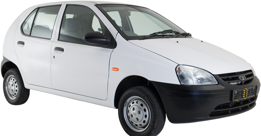 Affordable Compact Car White PNG with transparent background