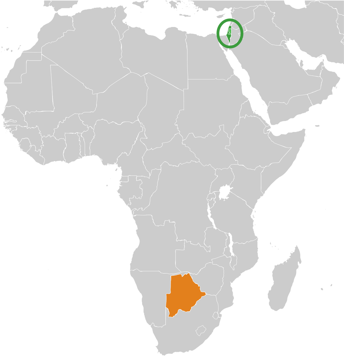 Africa_ Map_with_ Botswana_ Highlighted