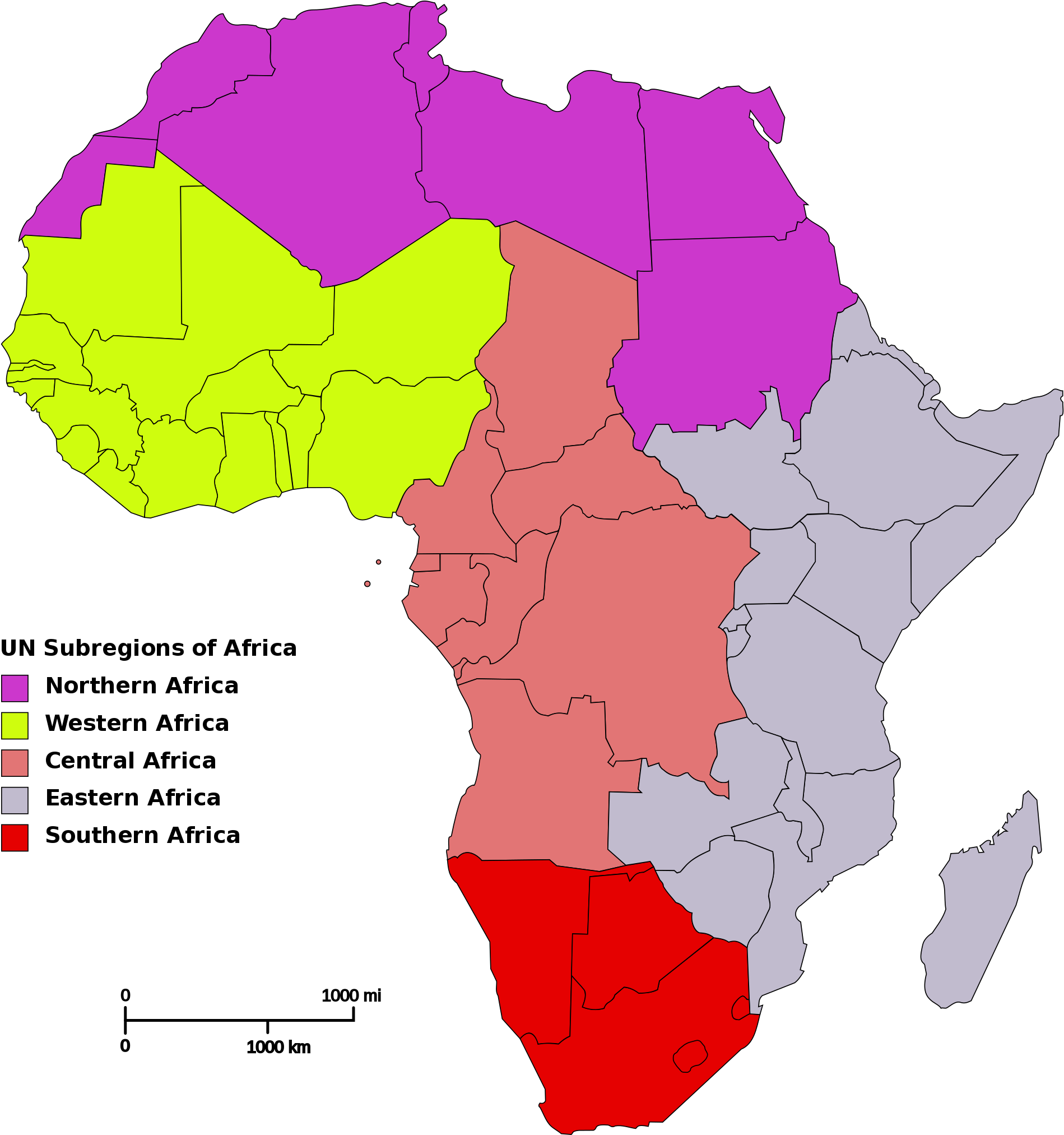 Africa U N Subregions Map