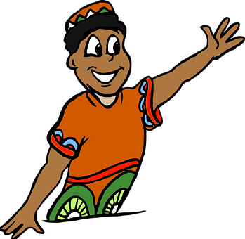African Animated Character Greeting PNG with transparent background