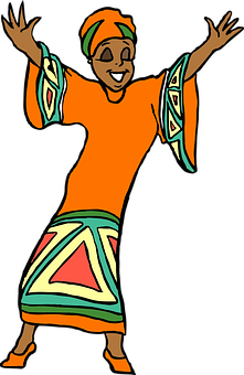 African Dance Celebration Cartoon PNG with transparent background